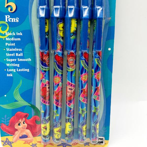 VNTG 1997 Disney’s The Little Mermaid Fashion Ink Pens Character Print RoseArt - Picture 2 of 5